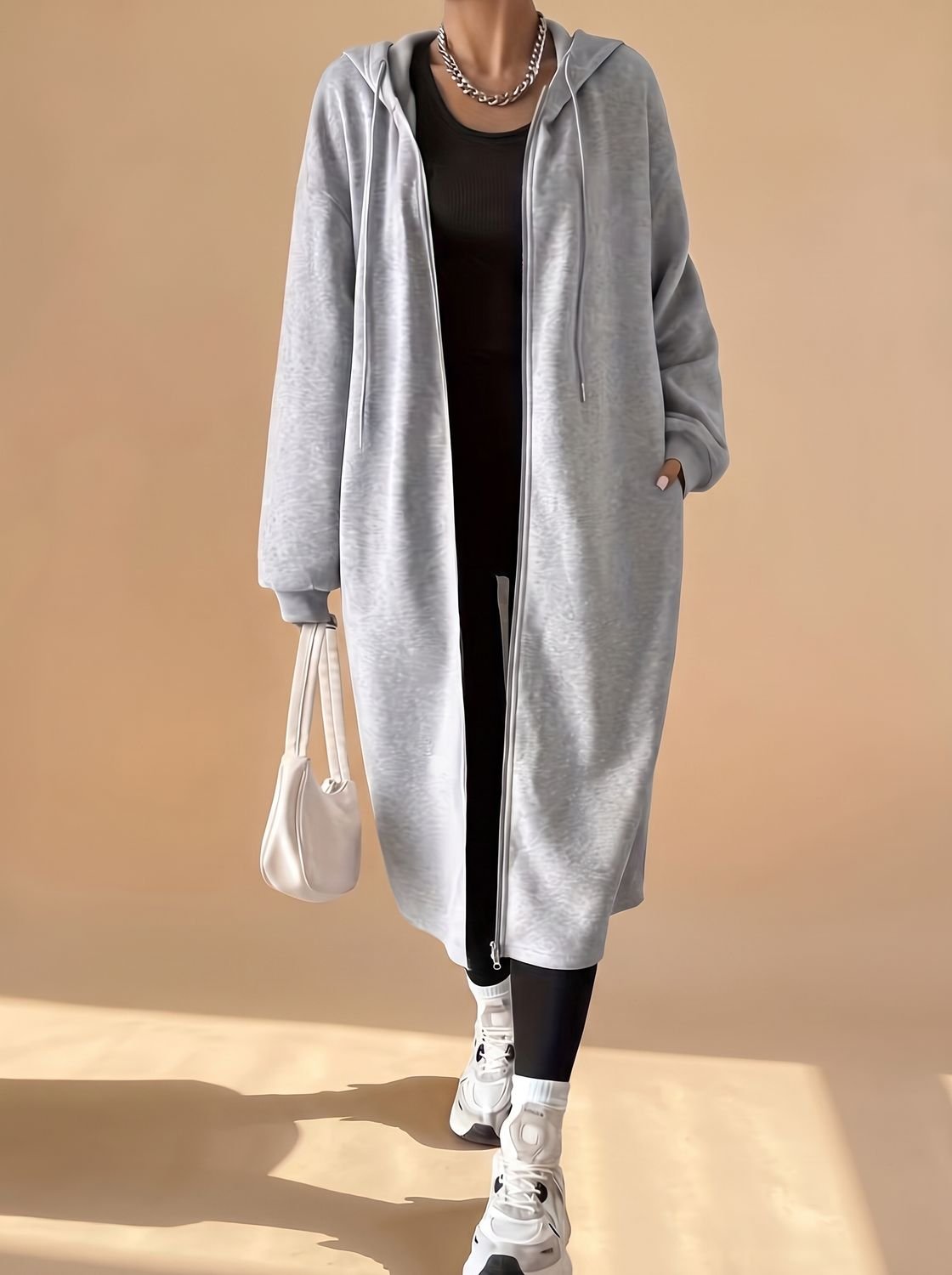 Frieda Longline Hooded Zip-Up Jacket