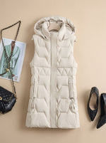 Lena Hooded Longline Quilted Vest