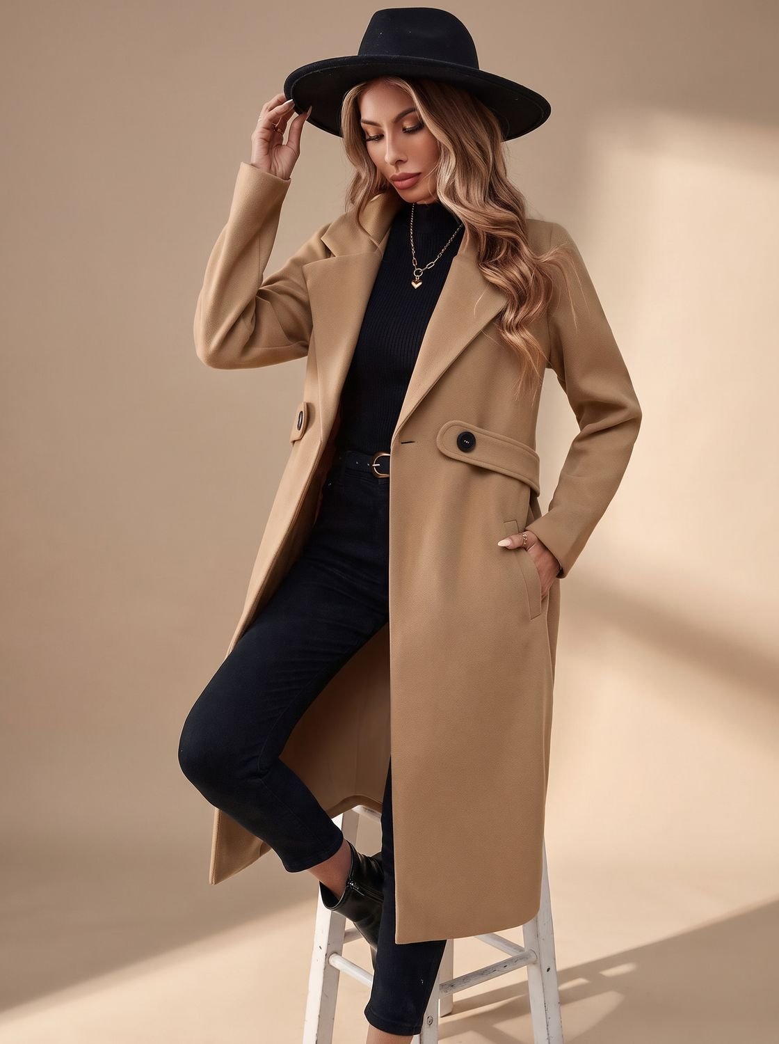 Katharina Longline Notch Lapel Winter Coat