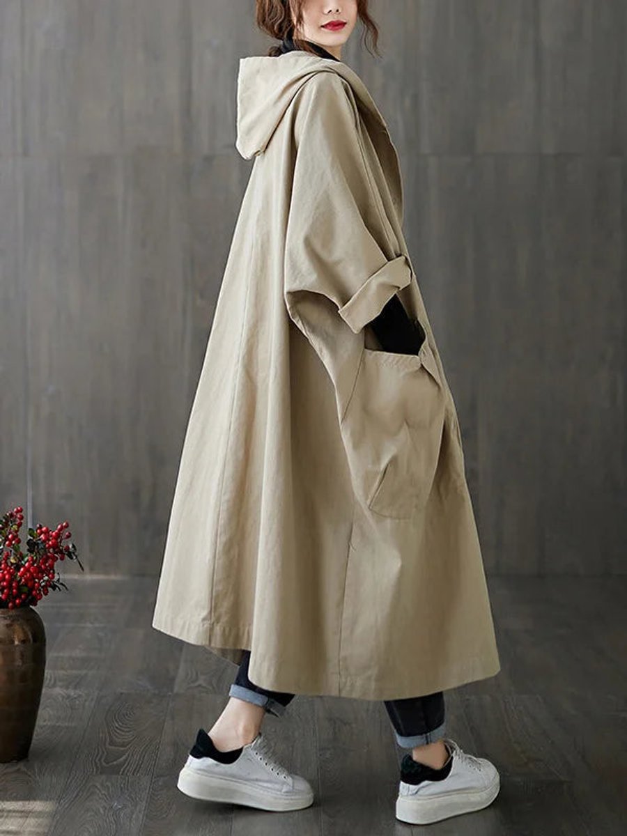 Frieda Oversized Hooded Water-Resistant Trench Coat