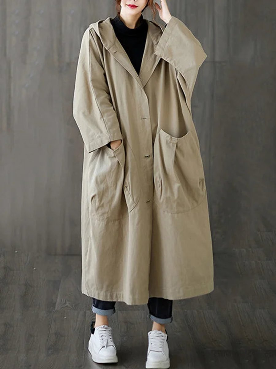 Frieda Oversized Hooded Water-Resistant Trench Coat