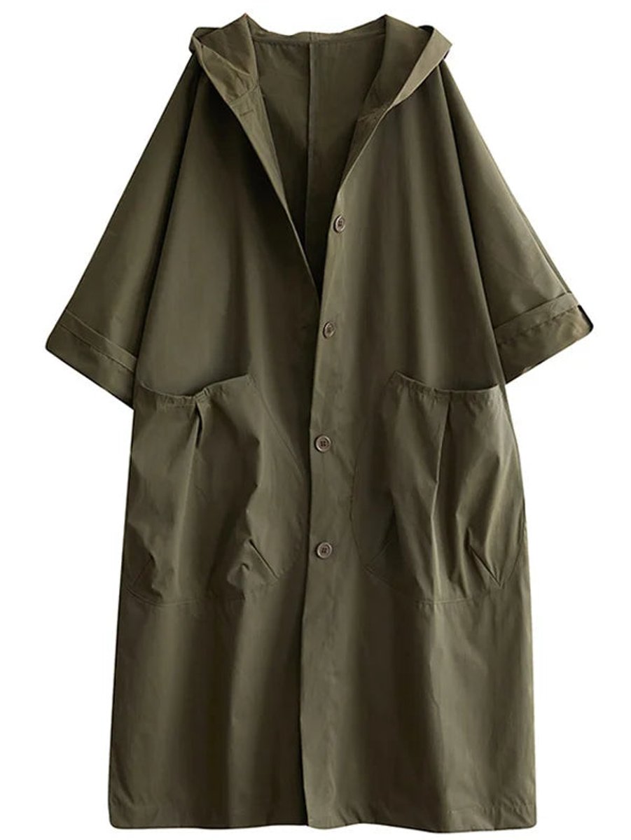 Frieda Oversized Hooded Water-Resistant Trench Coat