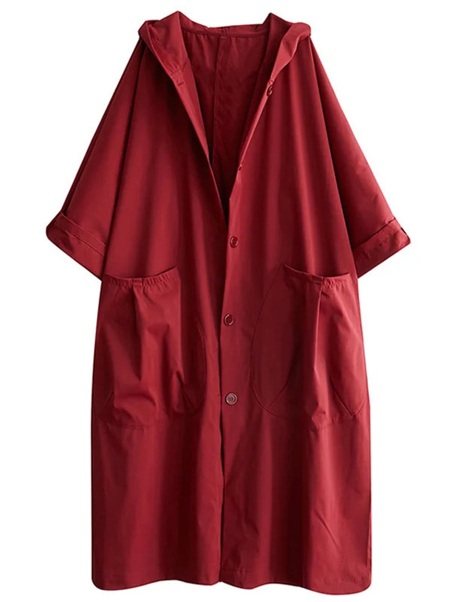 Frieda Oversized Hooded Water-Resistant Trench Coat