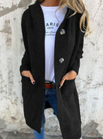 Emilia Long Hooded Button-Front Cardigan