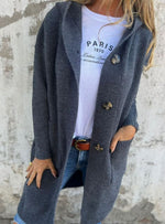 Emilia Long Hooded Button-Front Cardigan