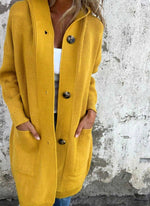 Emilia Long Hooded Button-Front Cardigan