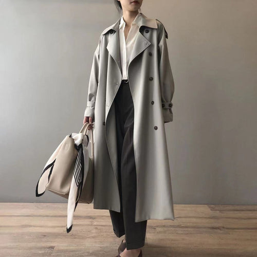 Marlene Long Water-Resistant Double-Breasted Trench Coat