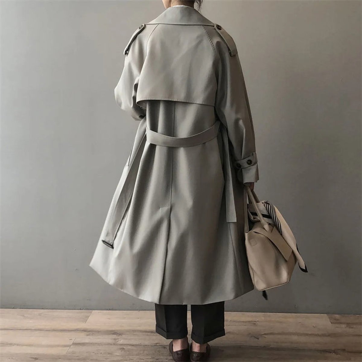 Marlene Long Water-Resistant Double-Breasted Trench Coat