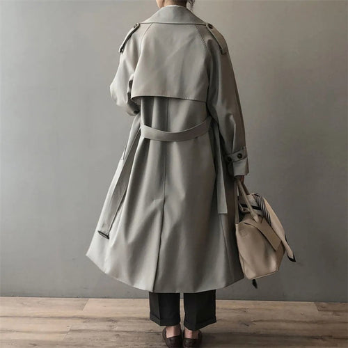 Marlene Long Water-Resistant Double-Breasted Trench Coat