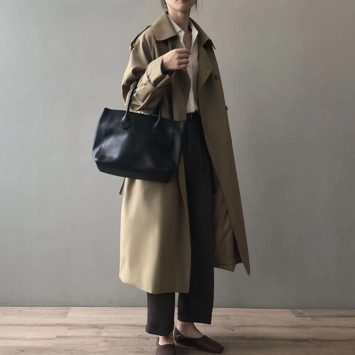 Marlene Long Water-Resistant Double-Breasted Trench Coat