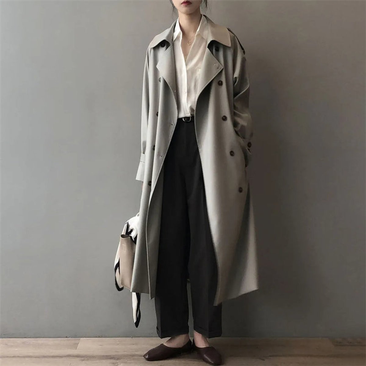 Marlene Long Water-Resistant Double-Breasted Trench Coat