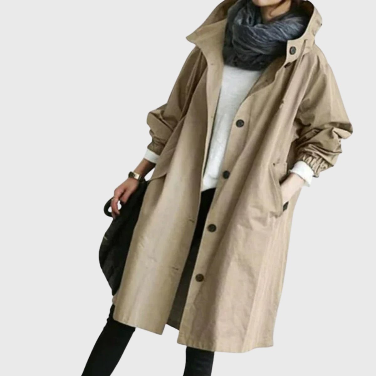 Clara Water-Resistant Hooded Trench Coat