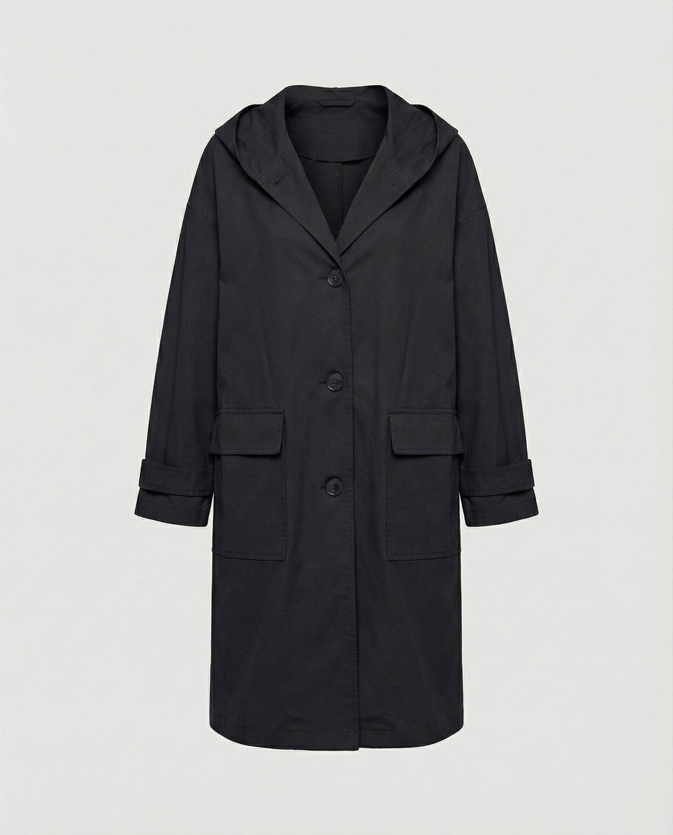 Annika Long Water-Resistant Windproof Hooded Trench Coat