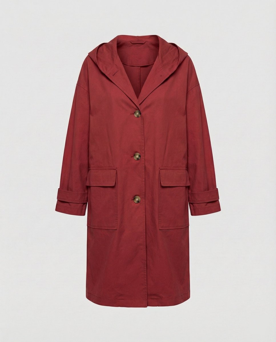 Annika Long Water-Resistant Windproof Hooded Trench Coat