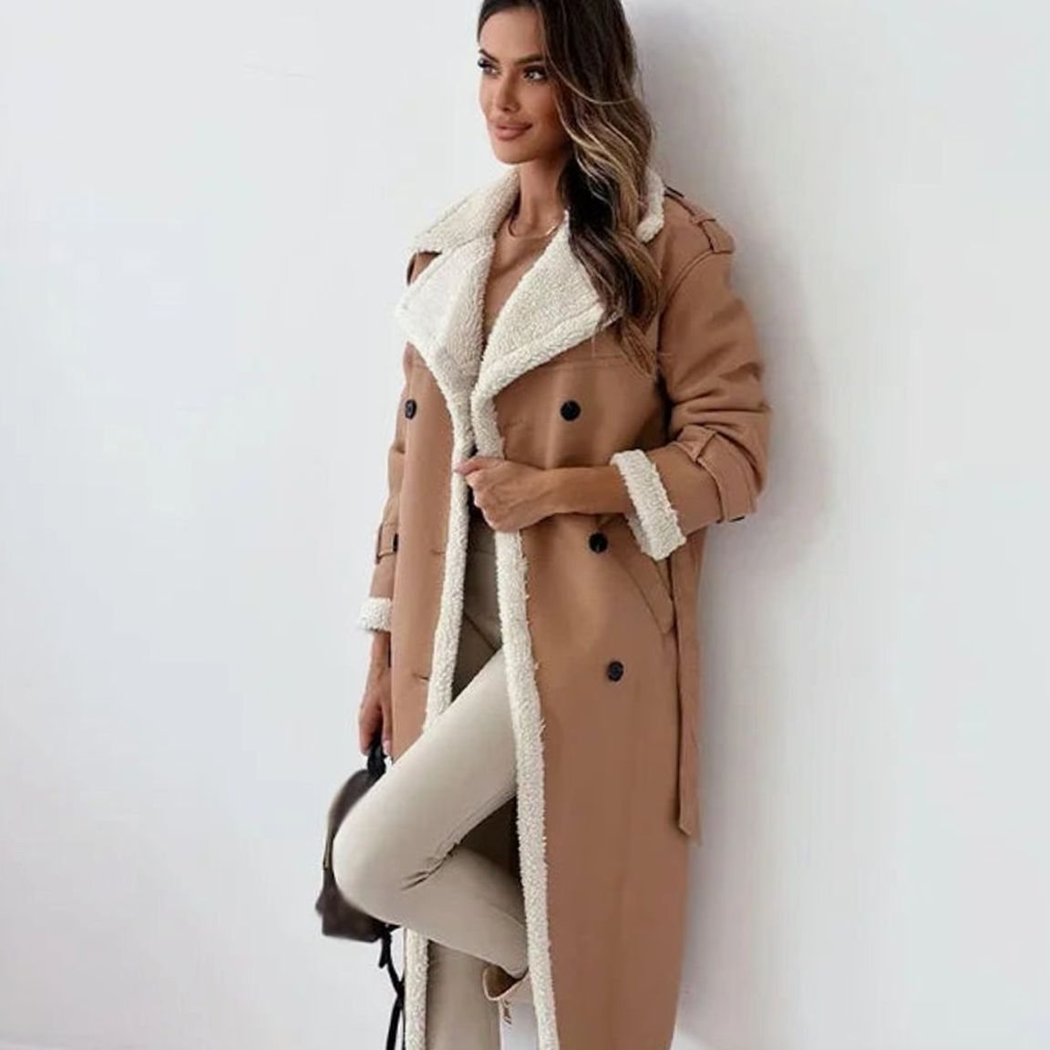 Elfriede Double-Breasted Faux Leather Coat