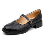 Emilia Leather Mary Jane Flats with Adjustable Buckle Strap