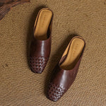 Lena Woven Leather Mules with Square Toe