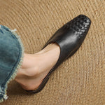 Lena Woven Leather Mules with Square Toe
