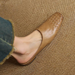 Lena Woven Leather Mules with Square Toe