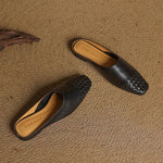 Lena Woven Leather Mules with Square Toe