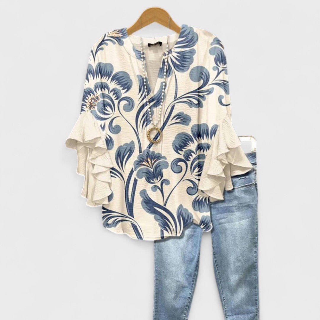 Clara Floral Print Ruffle Sleeve Blouse