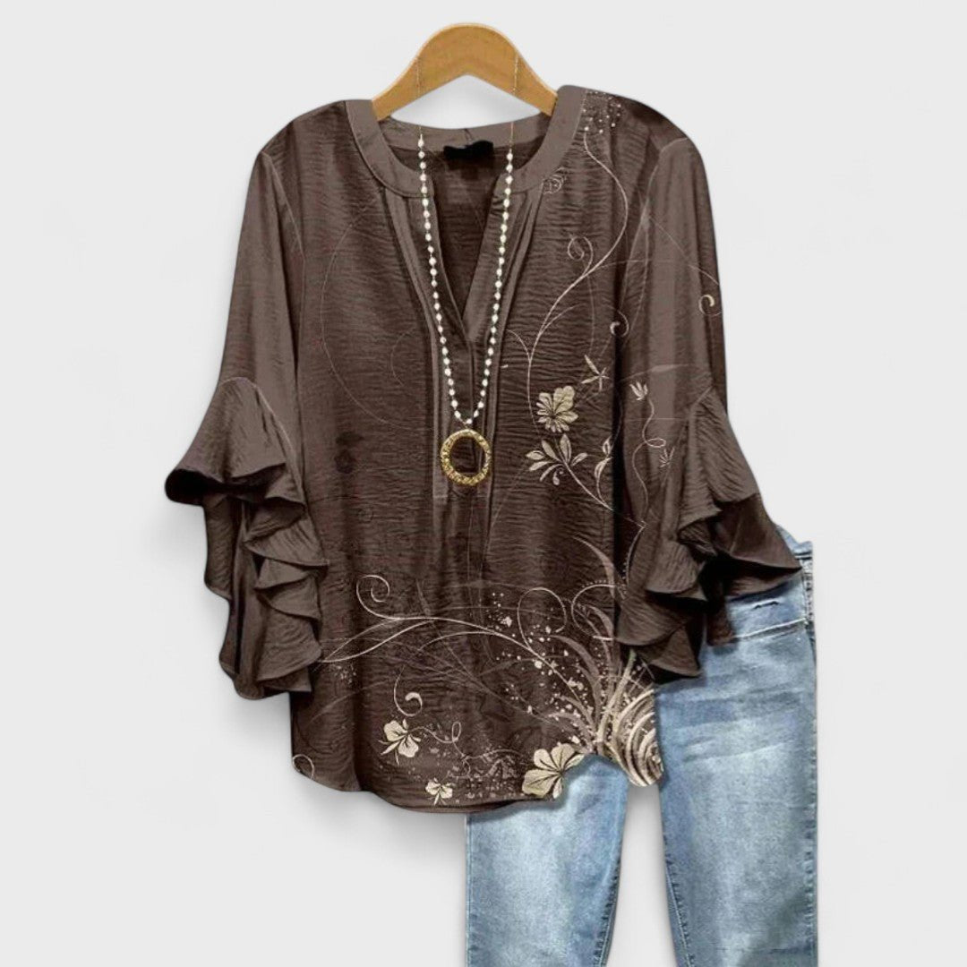 Clara Floral Print Ruffle Sleeve Blouse