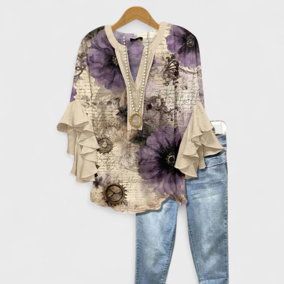 Clara Floral Print Ruffle Sleeve Blouse