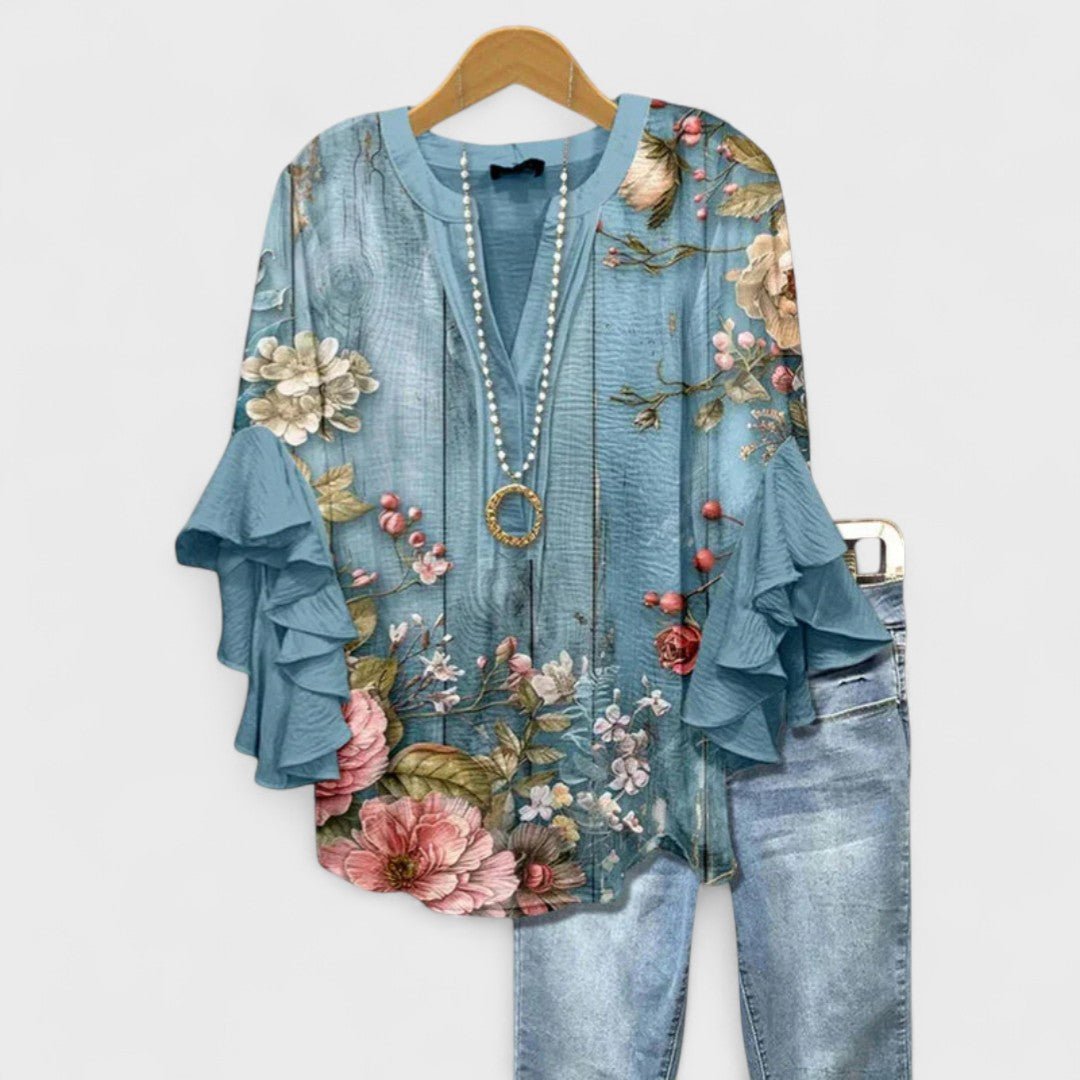 Clara Floral Print Ruffle Sleeve Blouse