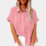 Leonie Lightweight Short-Sleeve Chest-Pocket Shirt