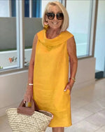 Hannah Sleeveless Wide Neck Summer Dress
