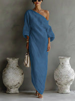 Lena Linen-Cotton One-Shoulder Maxi Dress