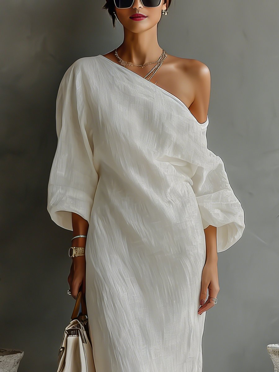 Lena Linen-Cotton One-Shoulder Maxi Dress