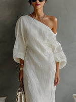 Lena Linen-Cotton One-Shoulder Maxi Dress