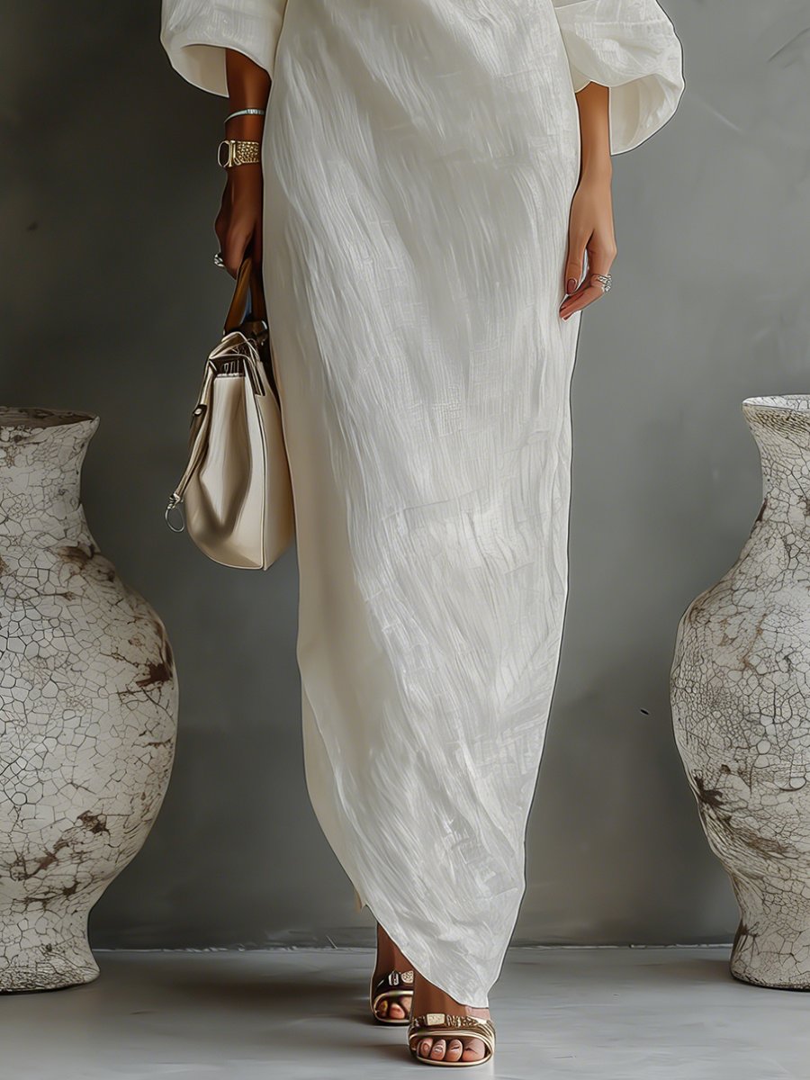Lena Linen-Cotton One-Shoulder Maxi Dress