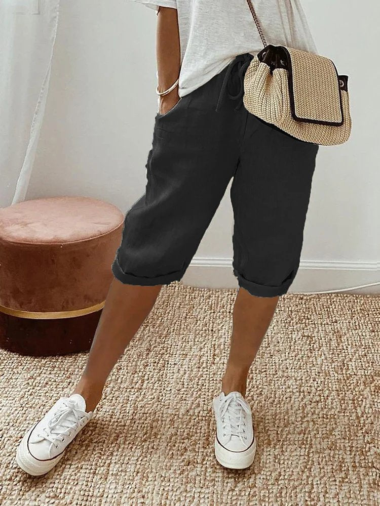 Leonie Drawstring Linen Bermuda Shorts