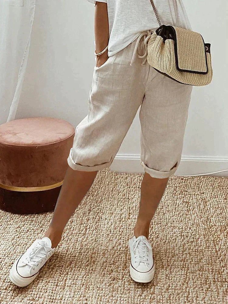 Leonie Drawstring Linen Bermuda Shorts