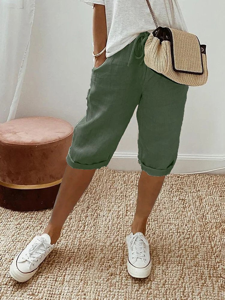 Leonie Drawstring Linen Bermuda Shorts