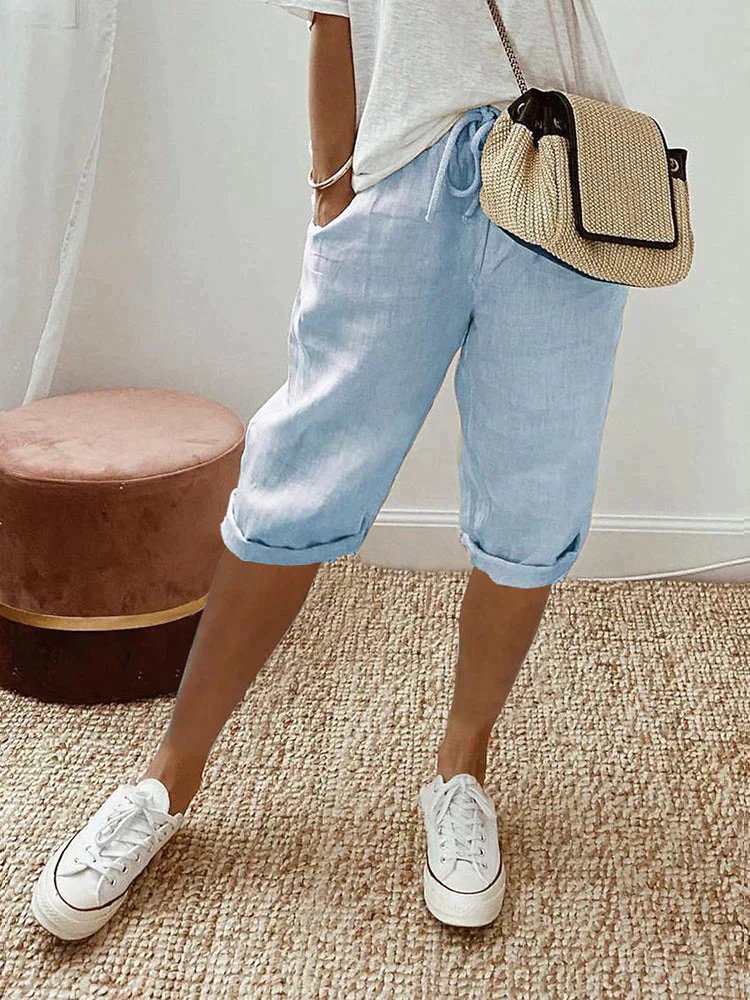 Leonie Drawstring Linen Bermuda Shorts