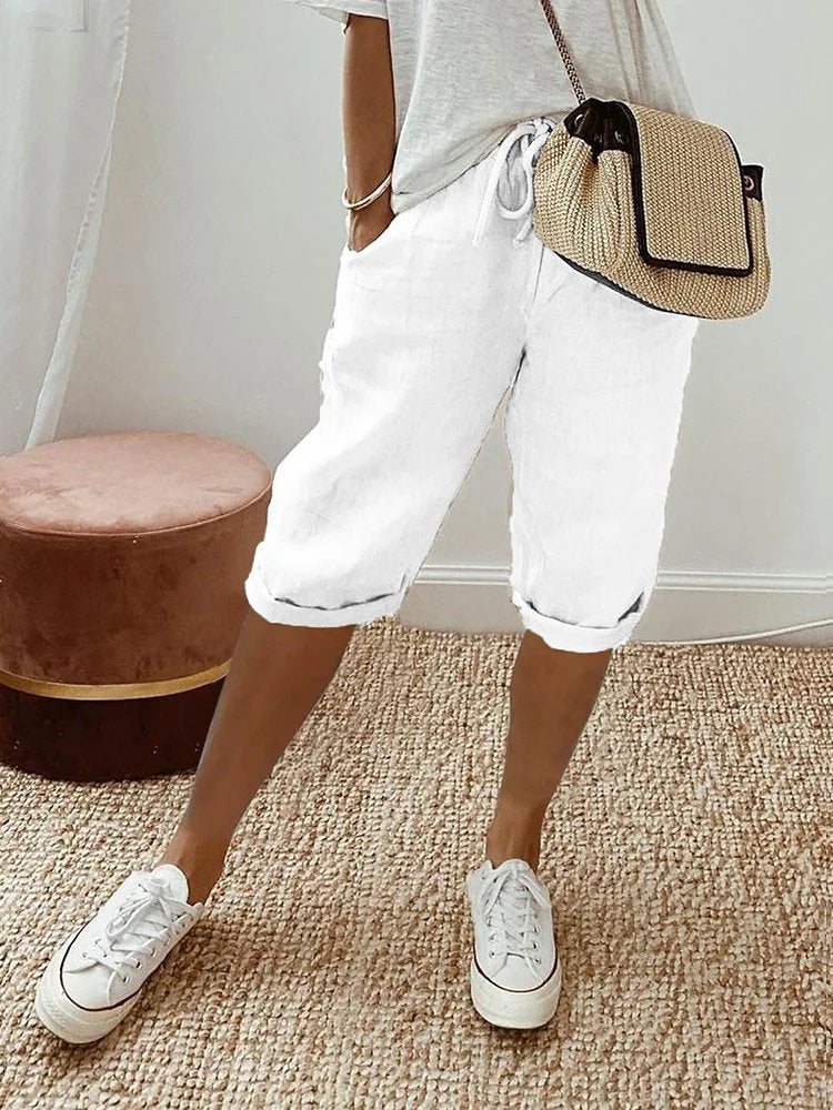 Leonie Drawstring Linen Bermuda Shorts