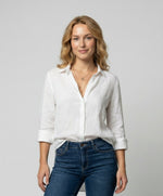 Katharina Three-Quarter Sleeve Linen Blouse
