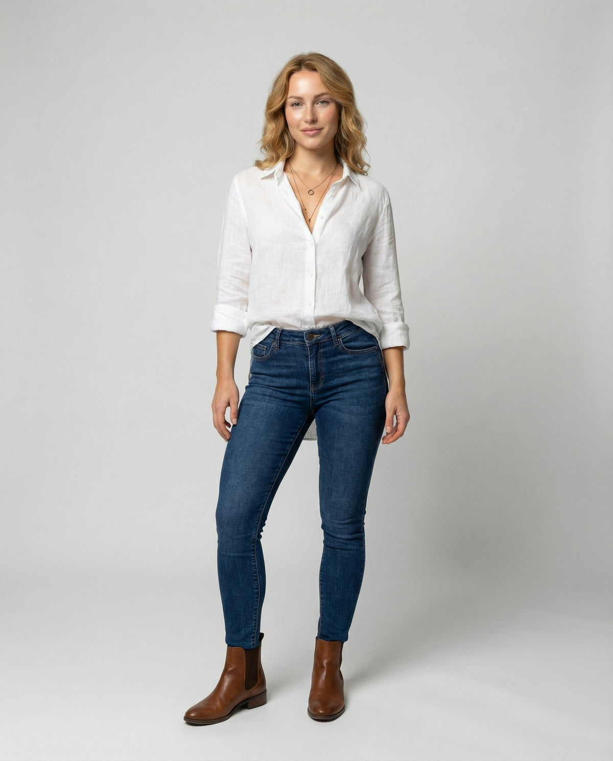 Katharina Three-Quarter Sleeve Linen Blouse