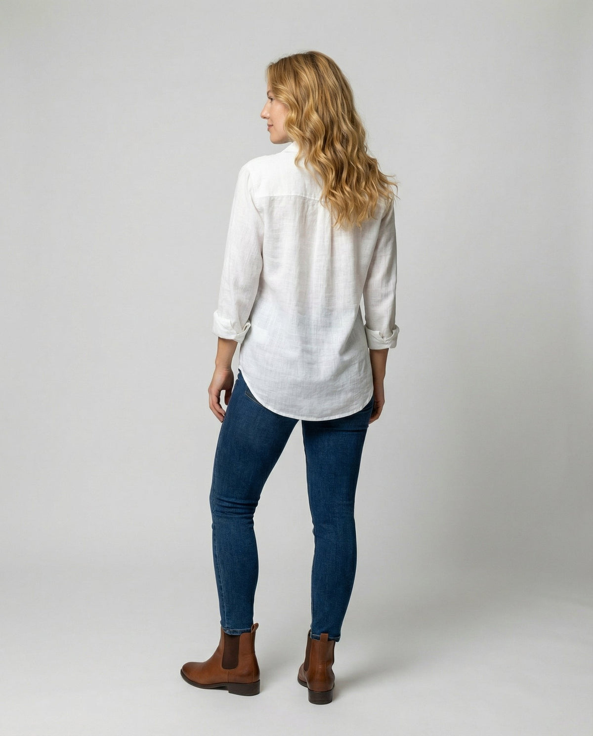 Katharina Three-Quarter Sleeve Linen Blouse