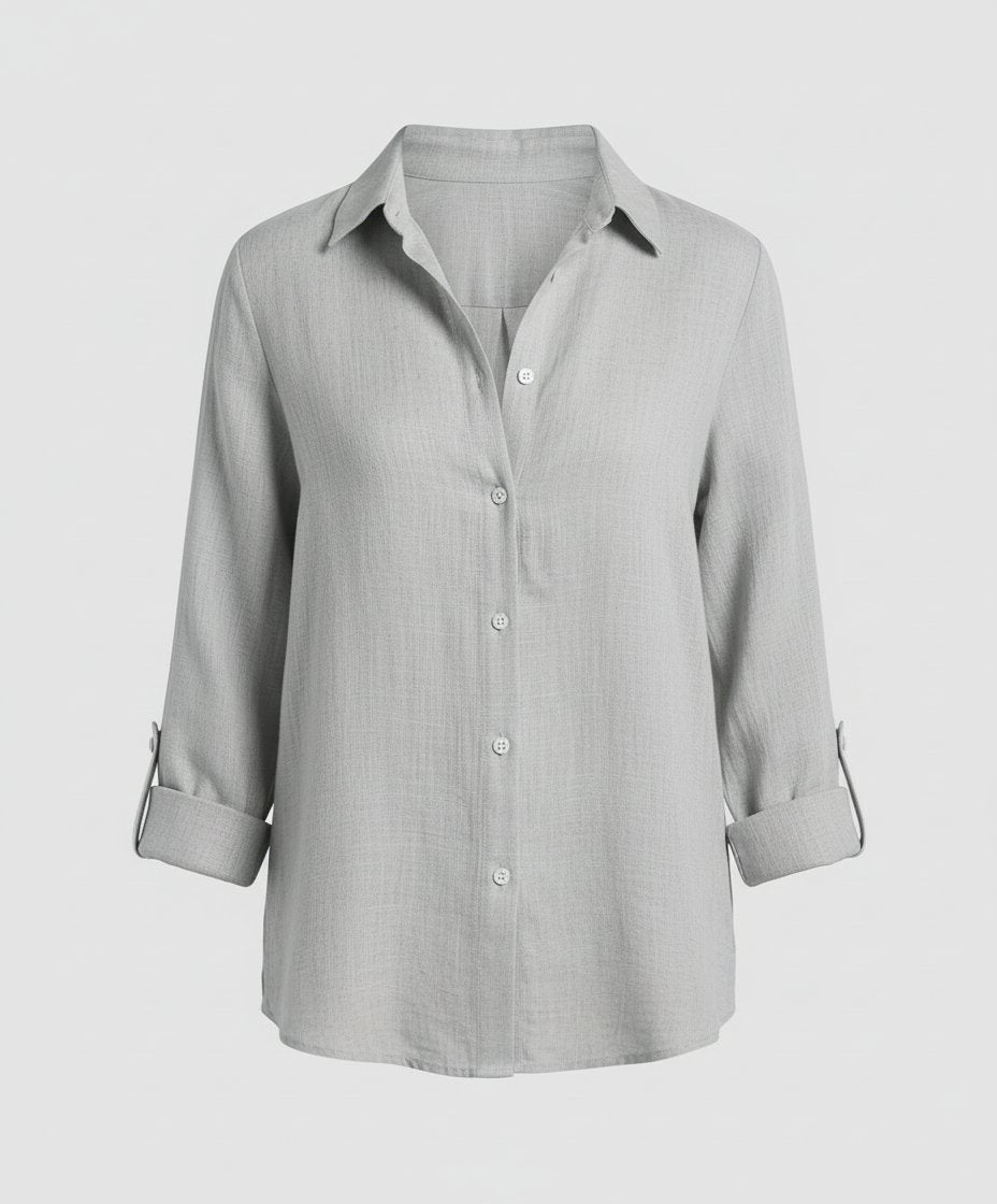 Katharina Three-Quarter Sleeve Linen Blouse