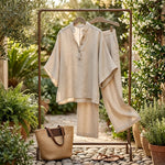 Lena Linen Kimono-Sleeve Blouse and Wide-Leg Pants Set