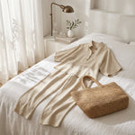 Lena Linen Kimono-Sleeve Blouse and Wide-Leg Pants Set