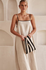Hannah Linen Trapeze Maxi Dress with Adjustable Straps