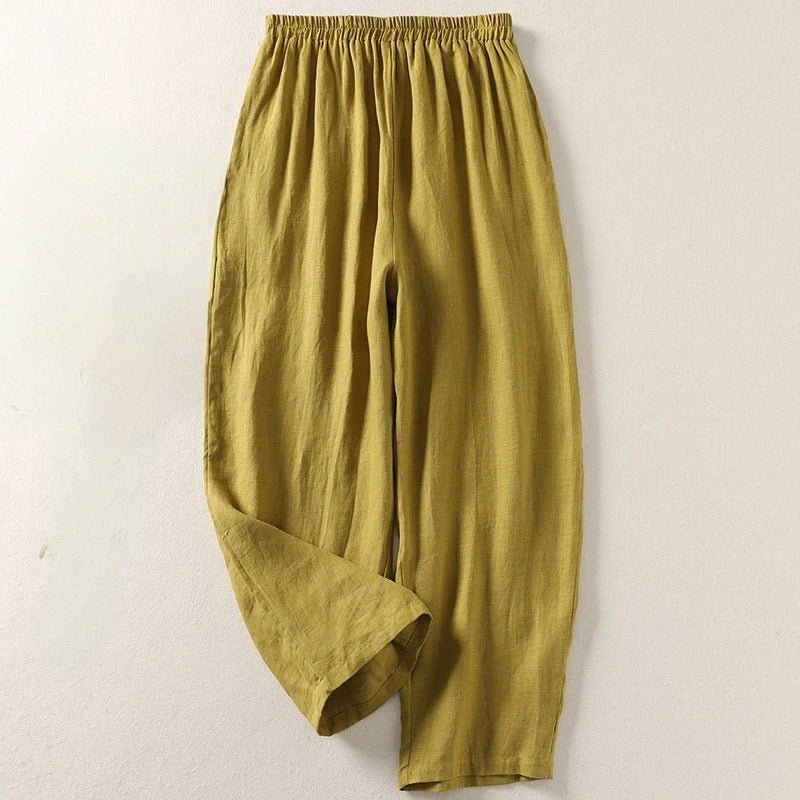 Hannah Relaxed-Fit Elastic Waist Linen Pants