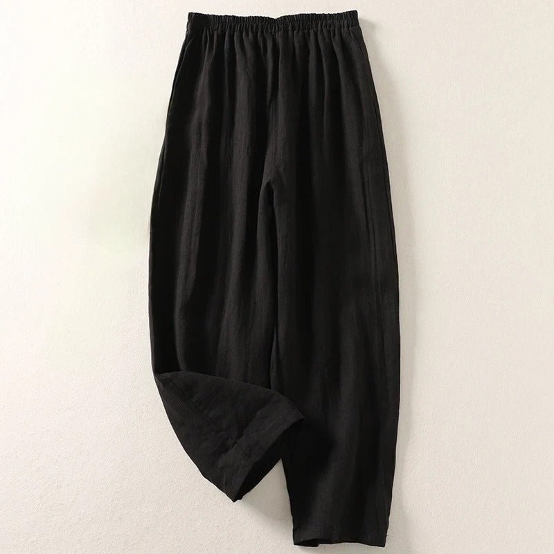 Hannah Relaxed-Fit Elastic Waist Linen Pants
