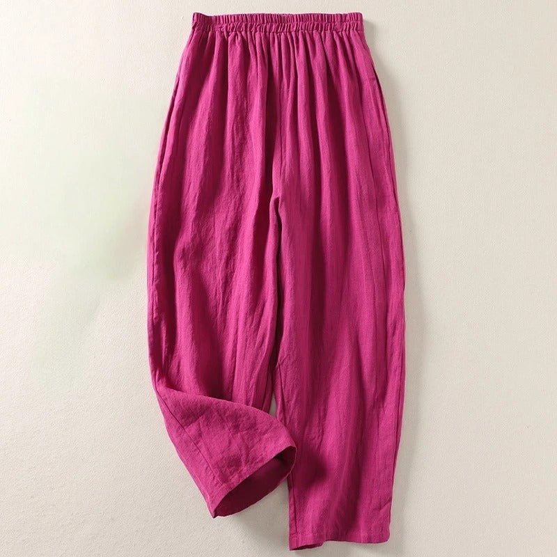 Hannah Relaxed-Fit Elastic Waist Linen Pants