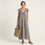 Emilia Sleeveless Ruffle Linen Maxi Dress